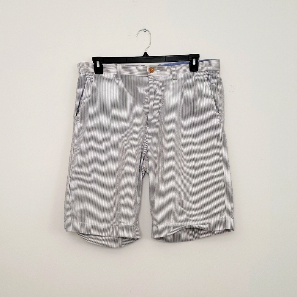 J Crew Blue Striped Seersucker Club Short 36w
